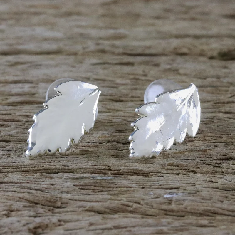 Get Your Favorite Jewelry At The Best Price Shining Fern Silver Plated Natural Davallia Leaf Earrings from Thailand