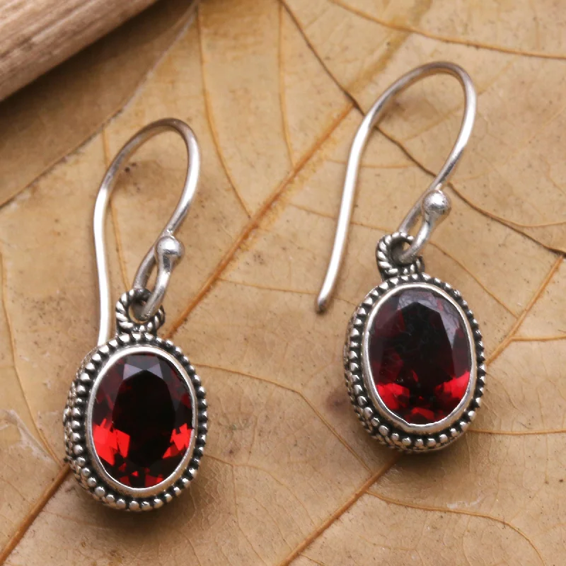 Fashion-Forward Jewelry At Exclusive Discounts Soft Music in Red Handcrafted Sterling Silver and Garnet Dangle Earrings