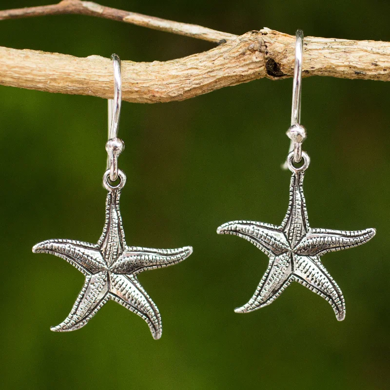 The Perfect Jewelry Piece At The Perfect Discount Starfish Artisan Crafted Sea Theme Silver Hook Earrings from Thailand