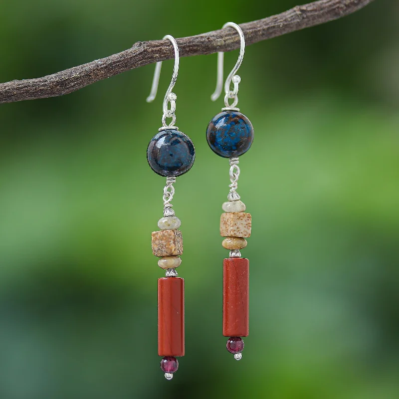 Premium Jewelry At Special Low Prices For A Limited Time Summer Relax Hand Crafted Jasper and Garnet Dangle Earrings