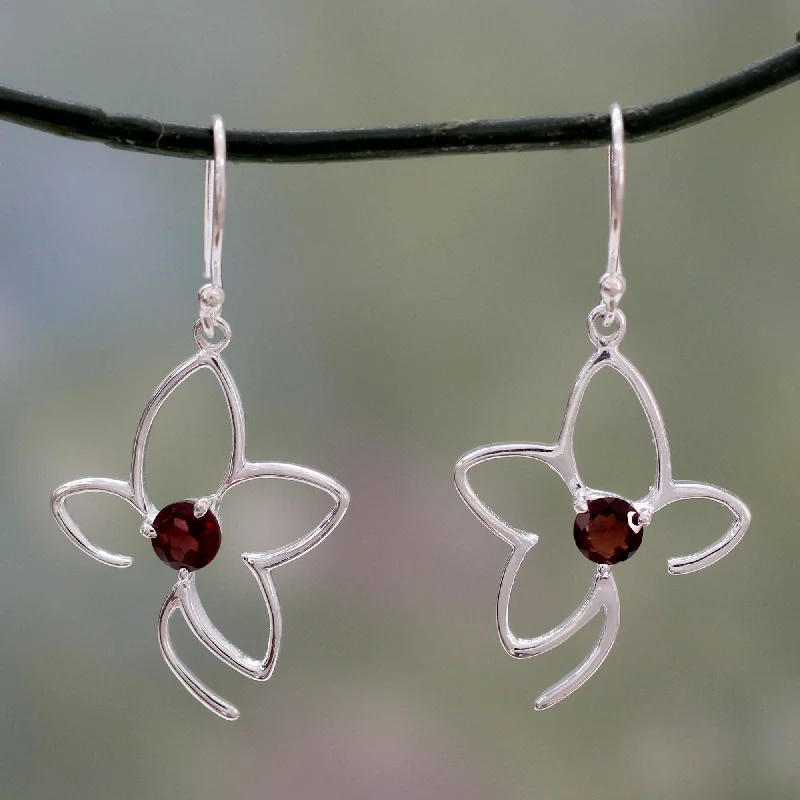 Affordable Luxury Jewelry – Style At A Great Price Sweet Flower Handcrafted Sterling Flower Earrings with Garnets