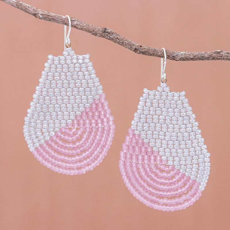 Gorgeous Jewelry, Limited-Time Savings Thai Moon in Pink White and Pink Glass Beaded Dangle Earrings