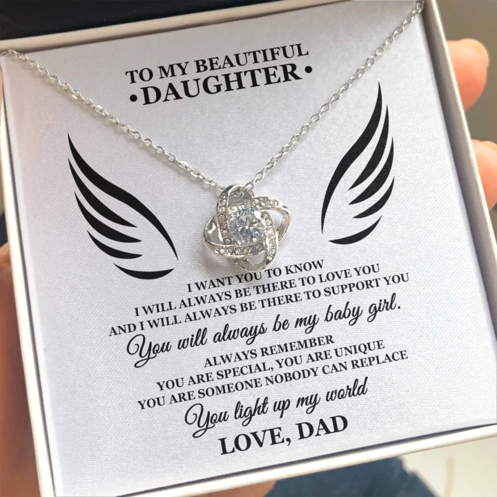 Affordable Glamour – Premium Jewelry For Less To My Beautiful Daughter Necklace You Will Always Be My Baby Girl - Love Knot Necklace