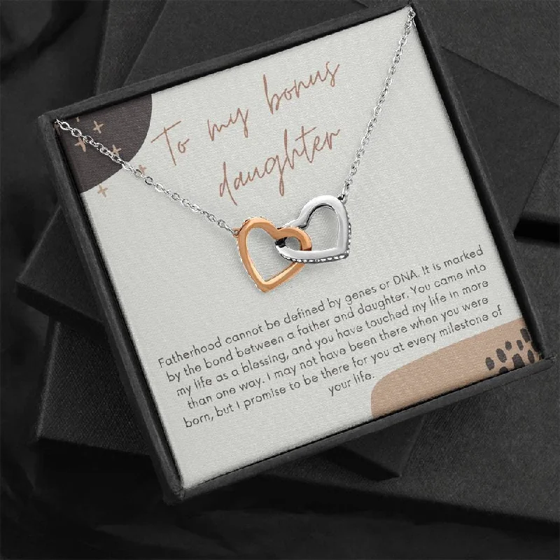 Grab Your Dream Jewelry At The Lowest Prices To My Bonus Daughter Necklace Gift From Stepdad to Stepdaughter - Interlocking Heart Necklace