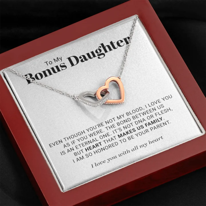 The Perfect Jewelry Piece At The Perfect Discount To My Bonus Daughter Necklace - Heart Makes Us Family Interlocking Heart Necklace