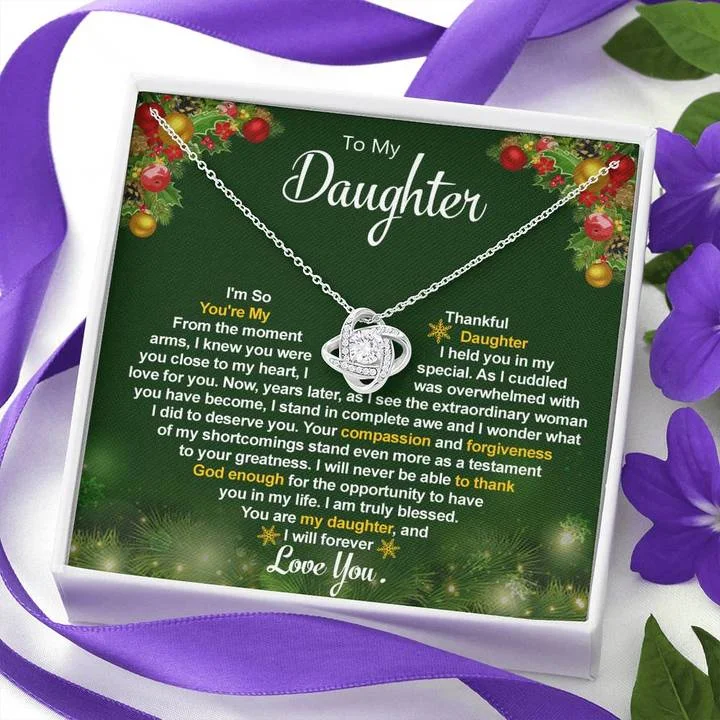 High-Quality Gemstone Jewelry For Special Occasions To My Daughter Necklace - I'm so Thankful you're My Daughter Love Knot Necklace