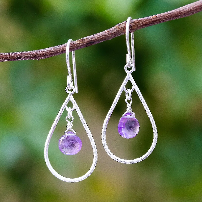 Luxury Jewelry Clearance – Shop Premium Styles Now Violet Drops Drop-Shaped Faceted Amethyst Dangle Earrings from Thailand