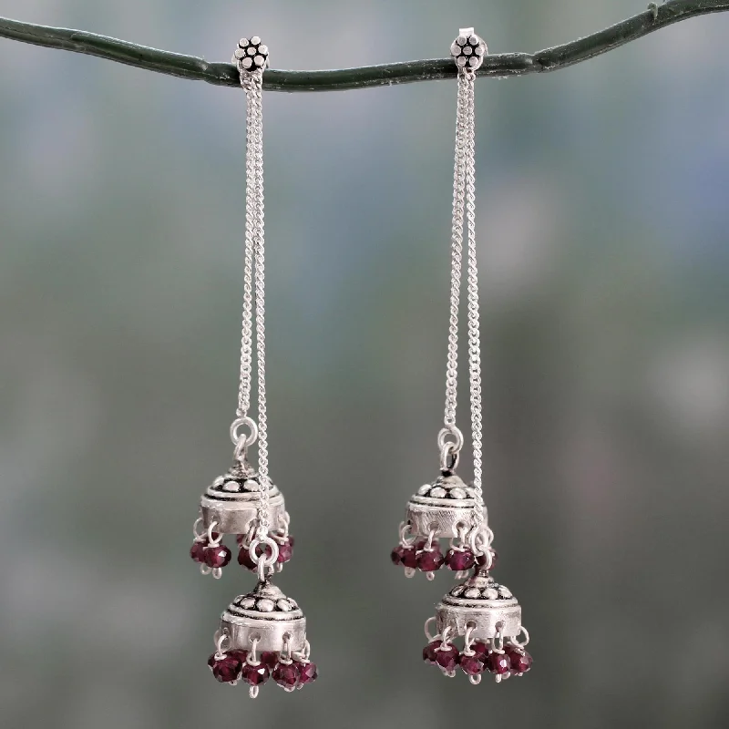 Elevate Your Jewelry Collection With Limited-Time Savings Wedding Bells Indian Sterling Silver Detachable Garnet Jhumki Earrings