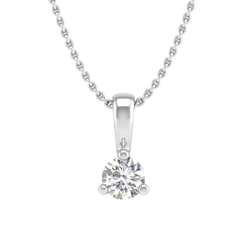 0.05 ctw 3-Prong Set Diamond Solitaire Pendant Necklace in Gold (Silver Chain Included)