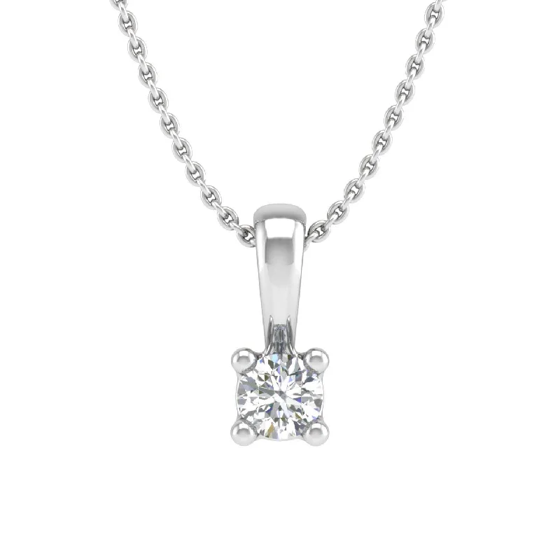 0.05 ctw 4-Prong Set Diamond Solitaire Pendant Necklace in Gold (Silver Chain Included)