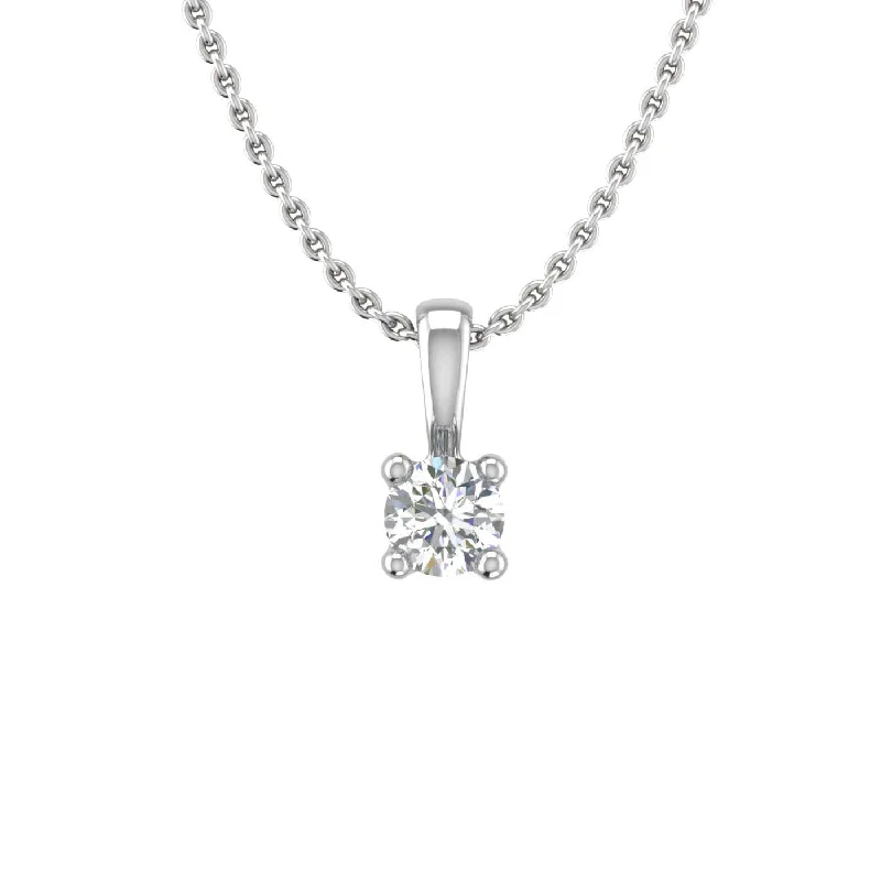 0.07 Carat 4-Prong Set Diamond Solitaire Pendant in Gold (Silver Chain Included)