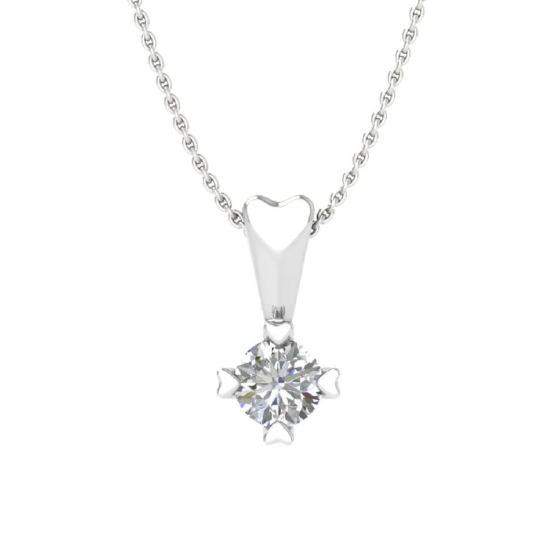 0.08 Carat Diamond Solitaire Pendant Necklace in Gold (Silver Chain Included)