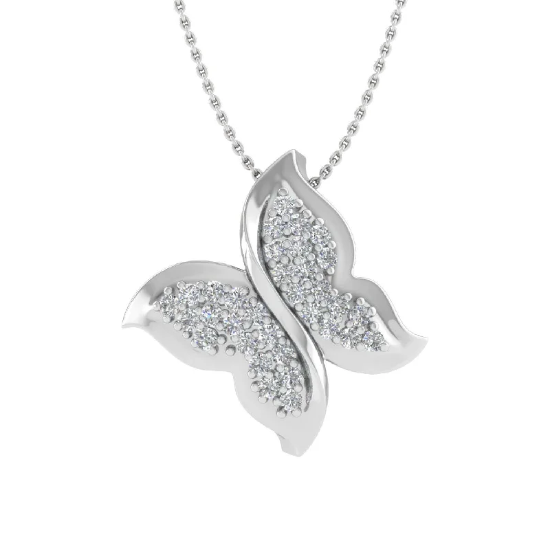 0.14 Carat Butterfly Diamond Pendant Necklace in Gold (Included Silver Chain)