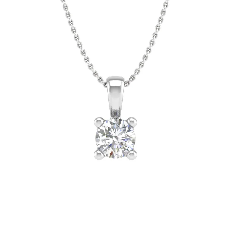 0.15 Carat 4-Prong Set Diamond Solitaire Pendant in Gold (Silver Chain Included)