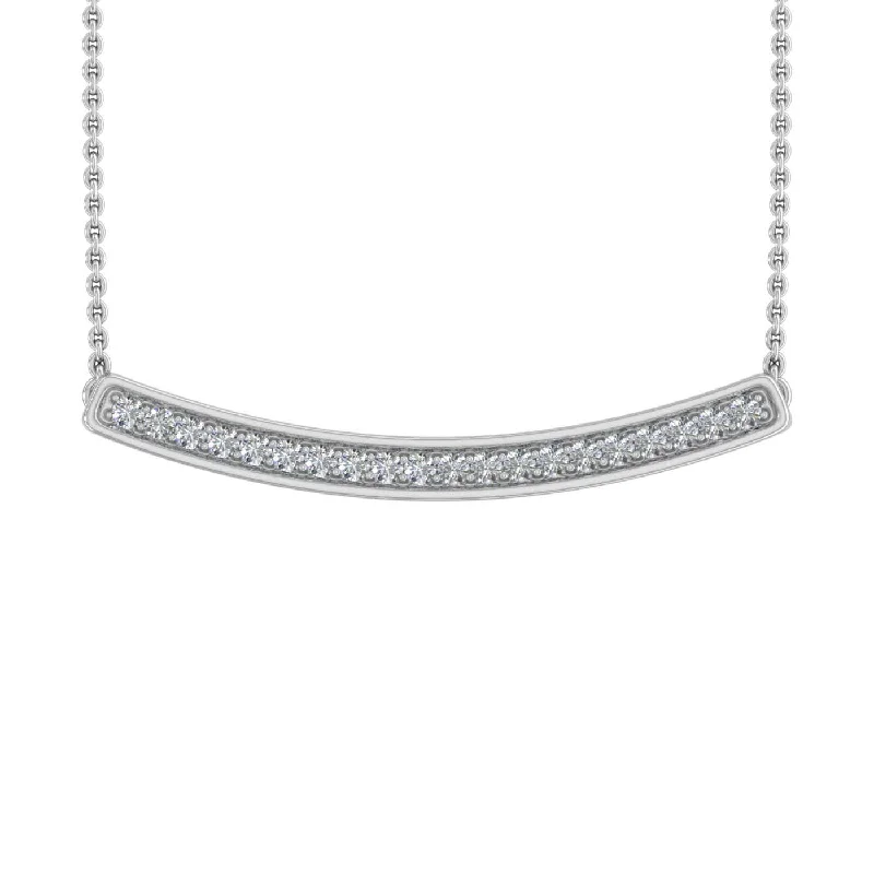 0.15 Carat Diamond Curved Bar Pendant Necklace in Gold (Silver Chain Included) - IGI Certified