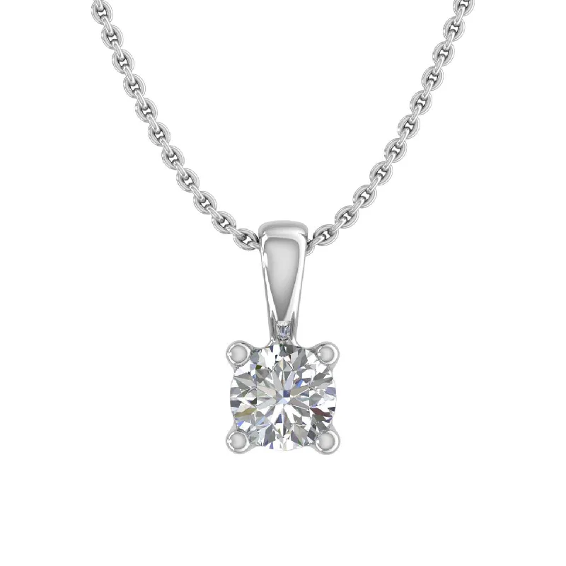 0.15 ctw 4-Prong Solitaire Diamond Pendant Necklace in Gold (Included Silver Chain)