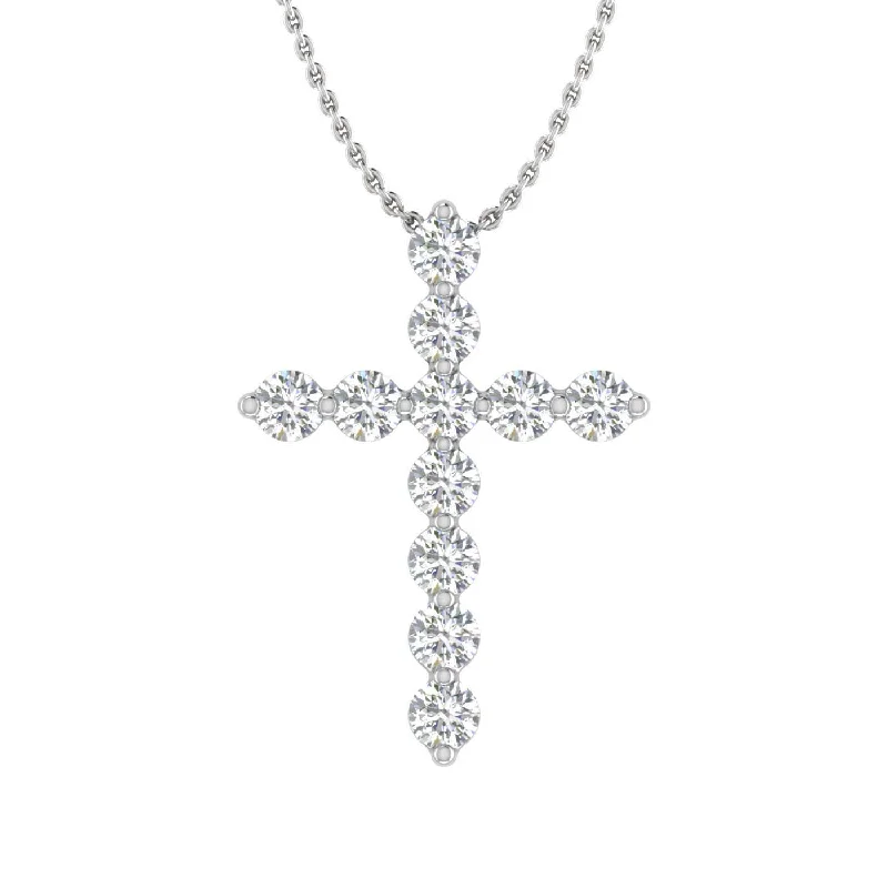 0.17 Carat Diamond Cross Pendant Necklace in Gold (Silver Chain Included)