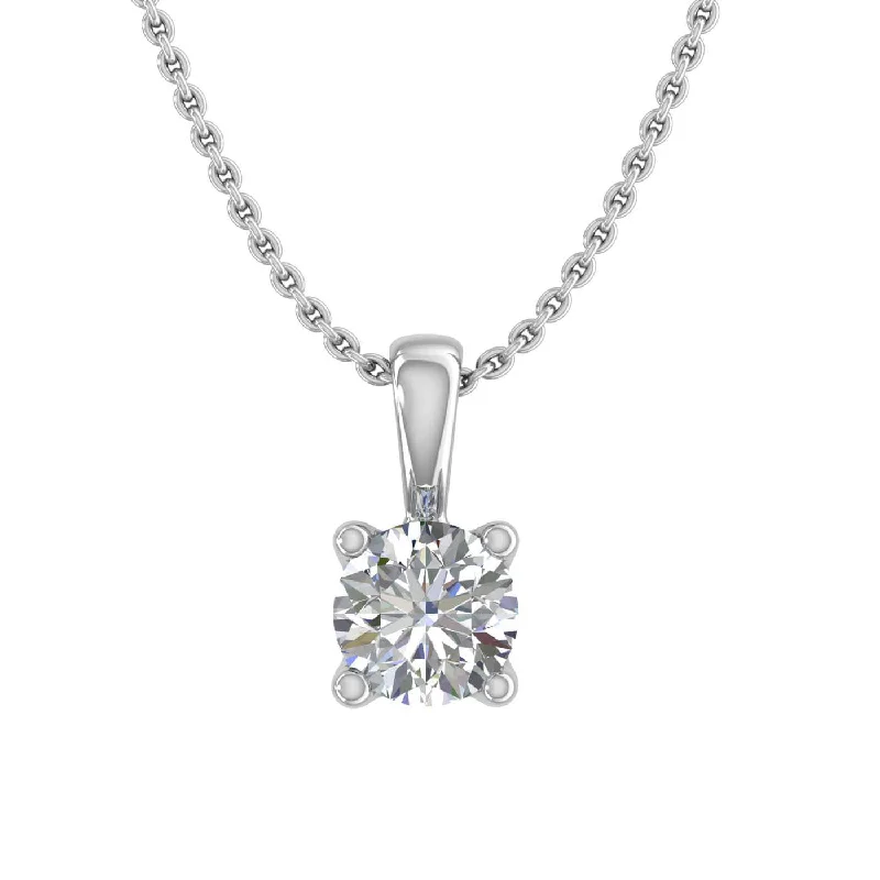 0.18 Carat 4-Prong Set Diamond Solitaire Pendant in Gold (Silver Chain Included)