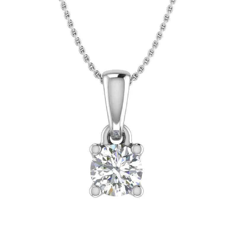 0.22 Carat 4-Prong Set Diamond Solitaire Pendant Necklace in Gold (with Silver Chain)