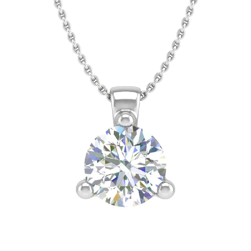 0.40 Carat 3-Prong Set Diamond Solitaire Pendant Necklace in Gold (Silver Chain Included) - IGI Certified