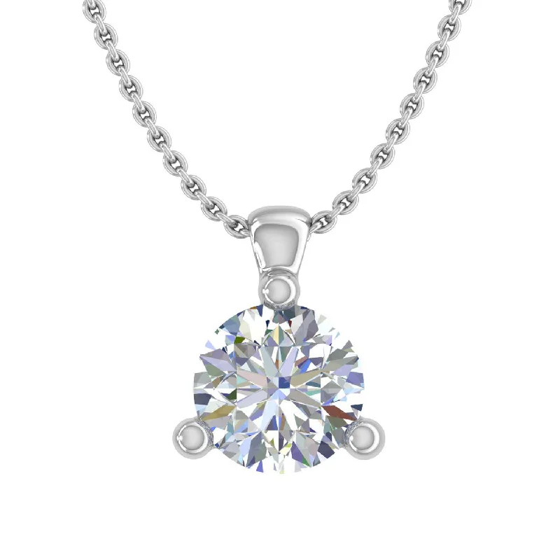 0.45 Carat 3-Prong-Set Diamond Solitaire Pendant Necklace in Gold (Silver Chain Included)