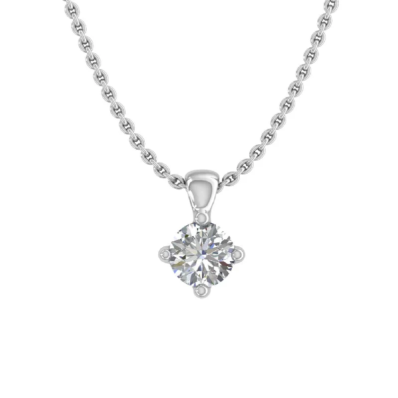 1/10 Carat Small Solitaire Diamond Pendant Necklace in Gold (Included Silver Chain) - IGI Certified