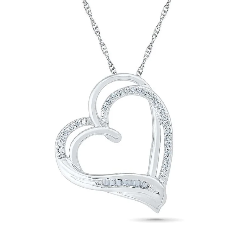 1/10 CTW Diamond Heart 18-inch Pendant in 10KT White Gold