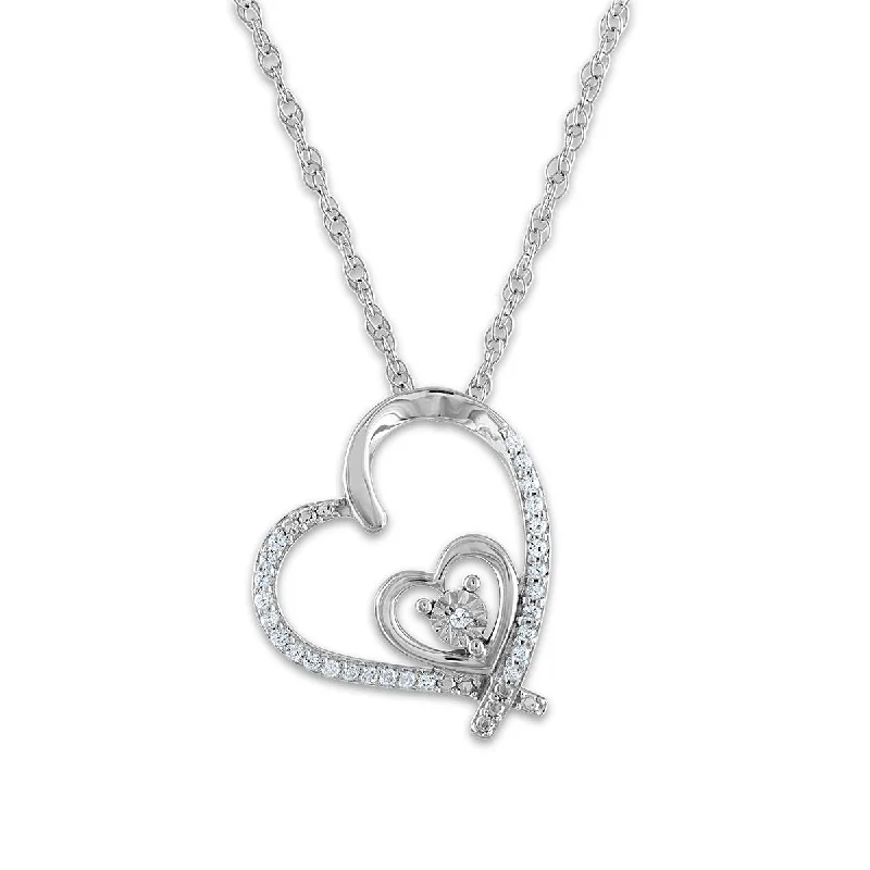 1/10 CTW Diamond Heart 18-inch Pendant in 10KT White Gold