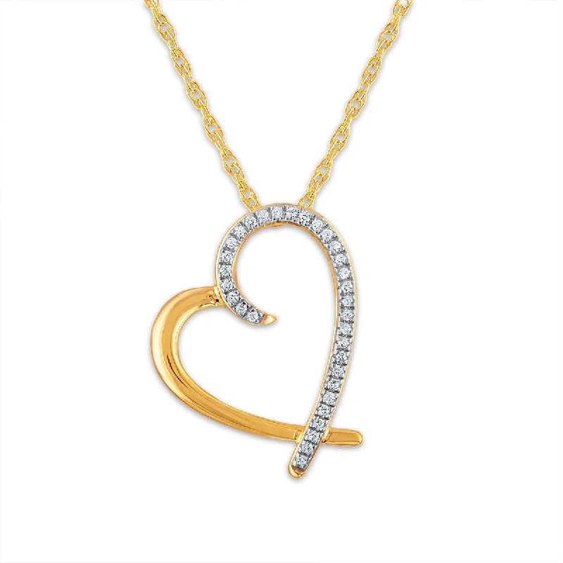 1/10 CTW Diamond Heart 18-inch Pendant in 10KT Yellow Gold