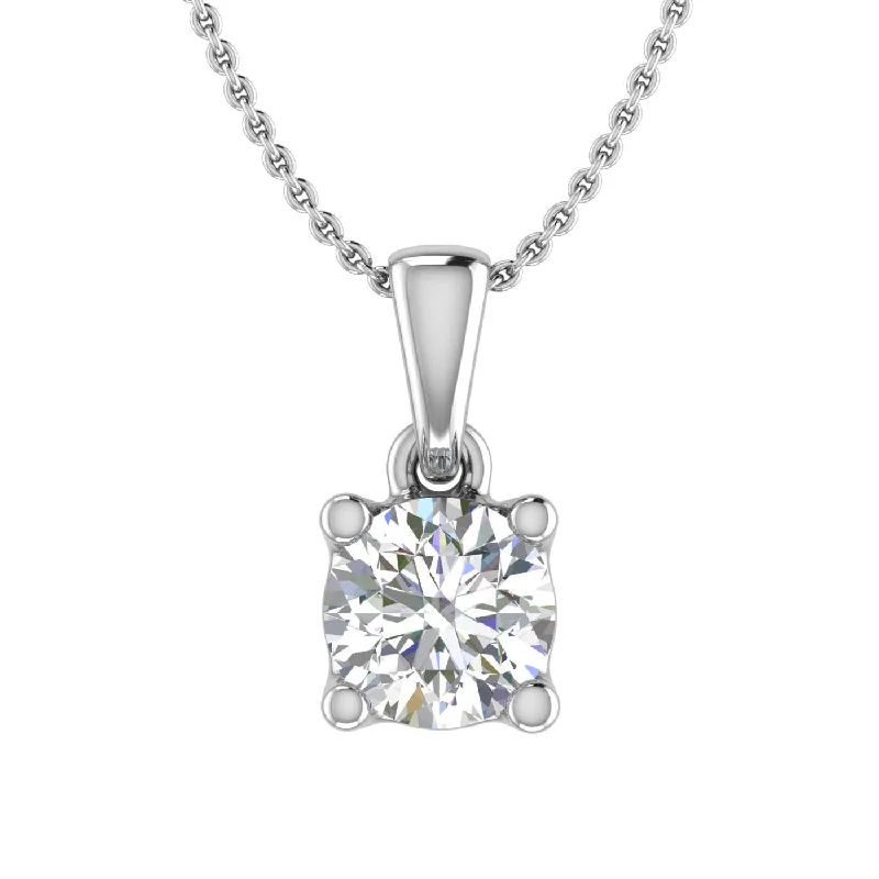 1/2 Carat 4-Prong Set Diamond Solitaire Pendant Necklace in Gold (Silver Chain Included)