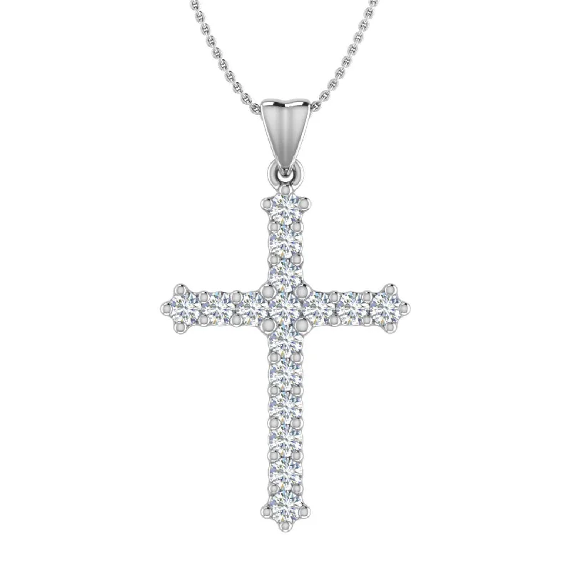 1/2 Carat Diamond Cross Pendant Necklace in Gold (Silver Chain Included) - IGI Certified