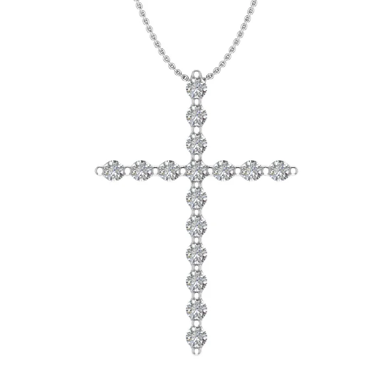 1/2 Carat Diamond Cross Pendant Necklace in Gold (Silver Chain Included)