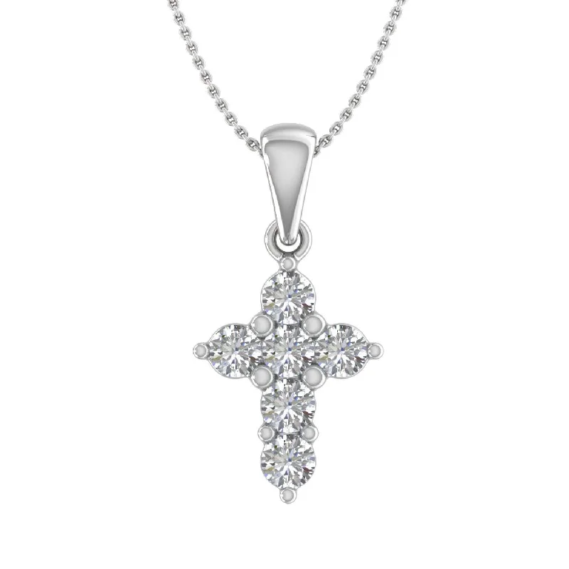 1/2 Carat Diamond Cross Pendant Necklace in Gold (Silver Chain Included)