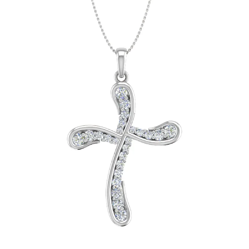 1/2 Carat Diamond Cross Pendant Necklace in Gold (Silver Chain Included)