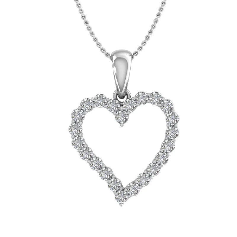 1/2 Carat Diamond Heart Pendant Necklace in Gold (Included Silver Chain)