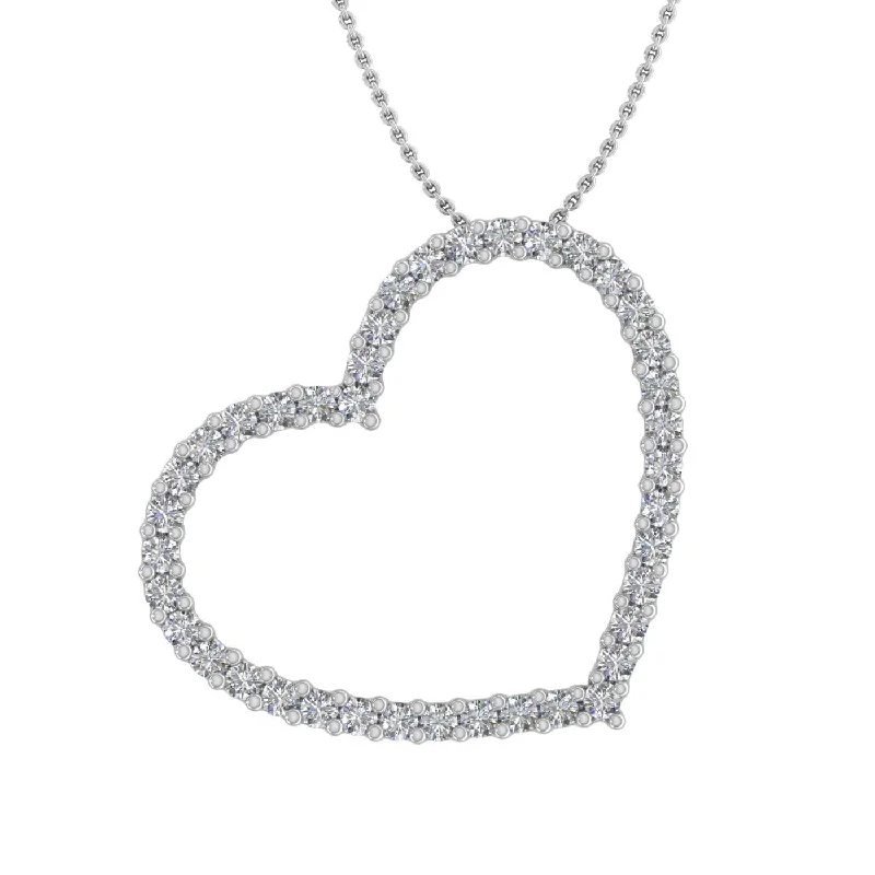 1/2 Carat Diamond Heart Pendant Necklace in Gold (Silver Chain Included)