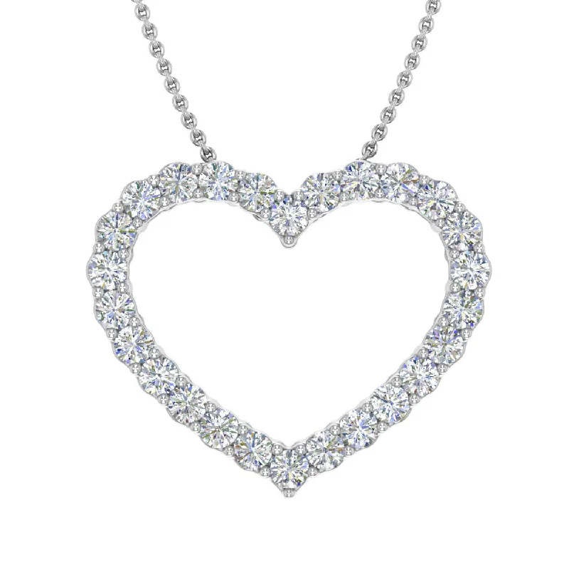 1/2 Carat Diamond Heart Pendant Necklace in Gold (Silver Chain Included)