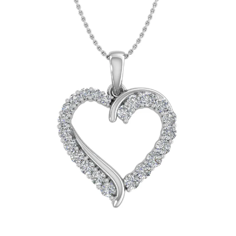 1/2 Carat Diamond Heart Pendant Necklace in Gold (Silver Chain Included)