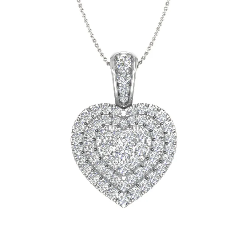 1/2 Carat Diamond Heart Pendant Necklace in Gold (Silver Chain Included)