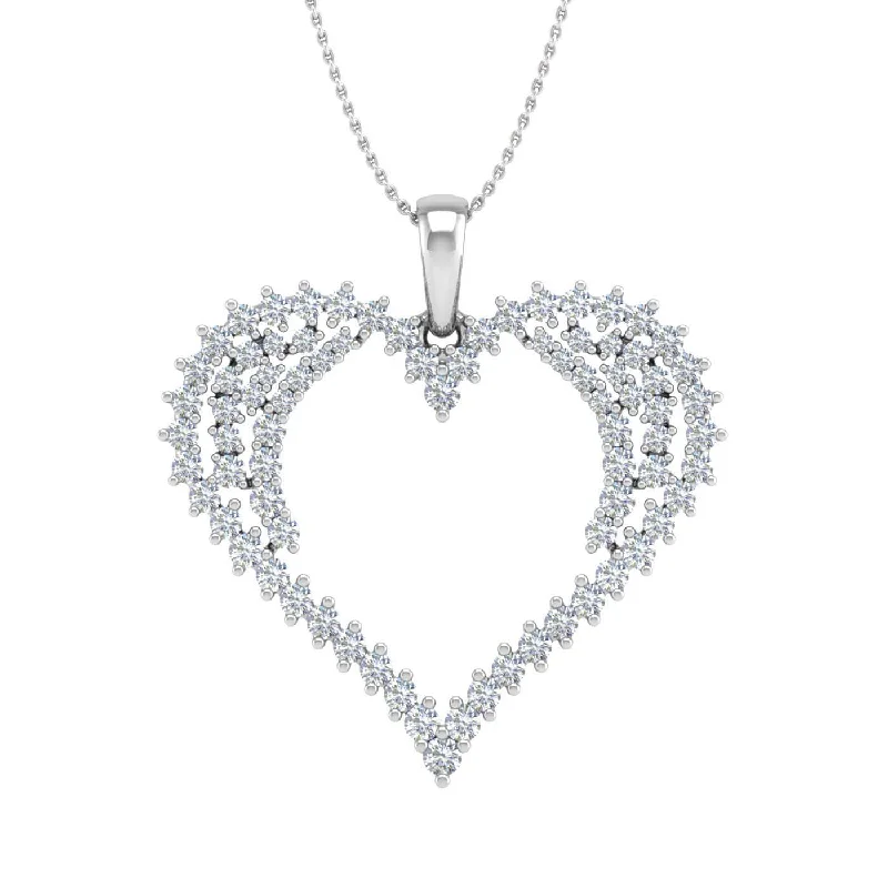 1/2 Carat Diamond Heart Pendant Necklace in Gold (Silver Chain Included)