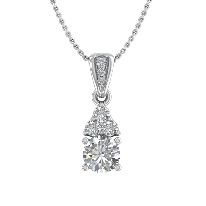 1/2 Carat Diamond Solitaire Pendant in Gold (Silver Chain Included)