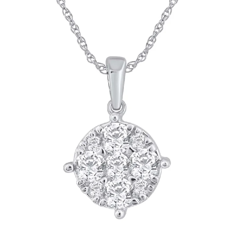 1/2 Carat Diamond Solitaire Pendant in Gold (Silver Chain Included)