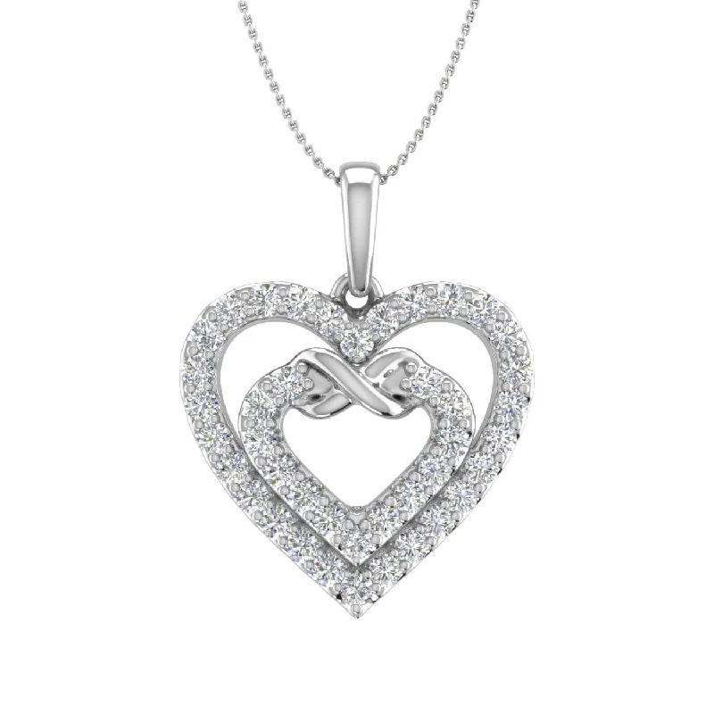 1/2 ctw Diamond Heart in Heart Infinity Pendant Necklace in Gold (Silver Chain Included)