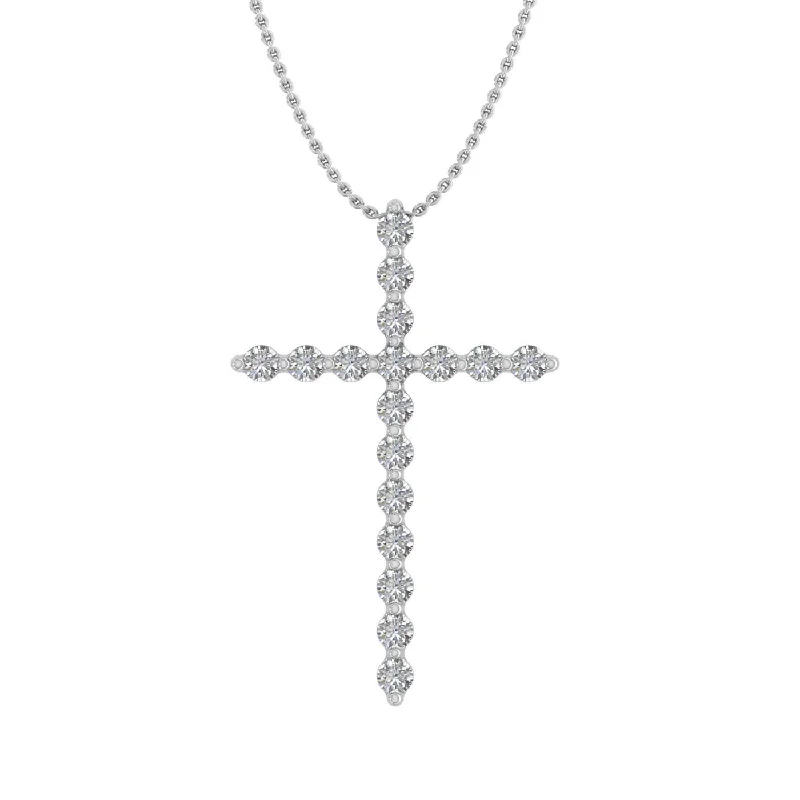 1/3 Carat Diamond Cross Pendant Necklace in Gold (Silver Chain Included)