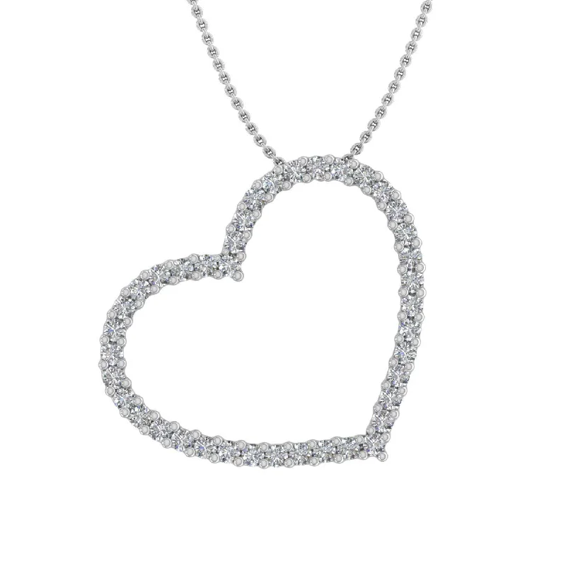 1/3 Carat Diamond Heart Pendant Necklace in Gold (Silver Chain Included)