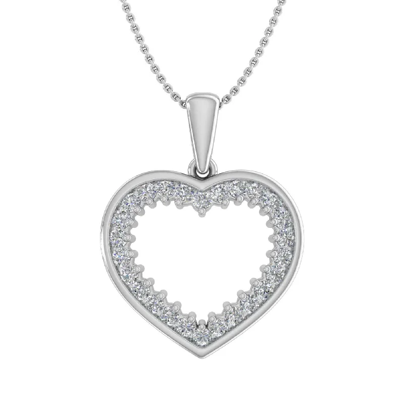 1/3 Carat Diamond Heart Pendant Necklace in Gold (Silver Chain Included)