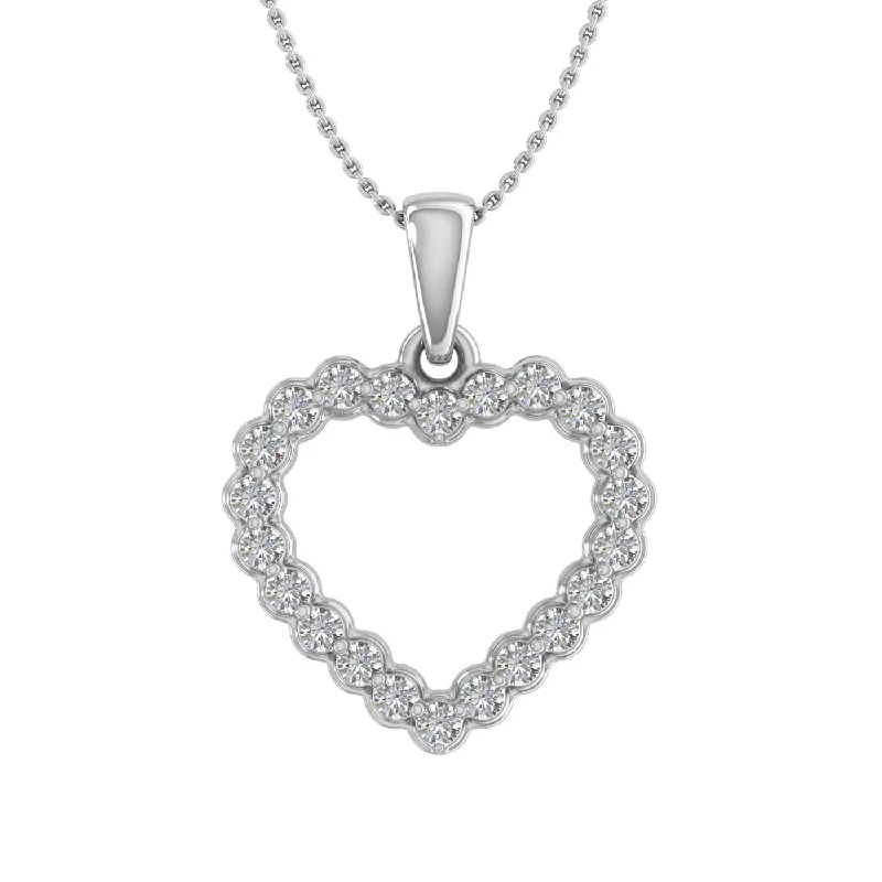 1/3 Carat Diamond Heart Pendant Necklace in Gold (Silver Chain Included)