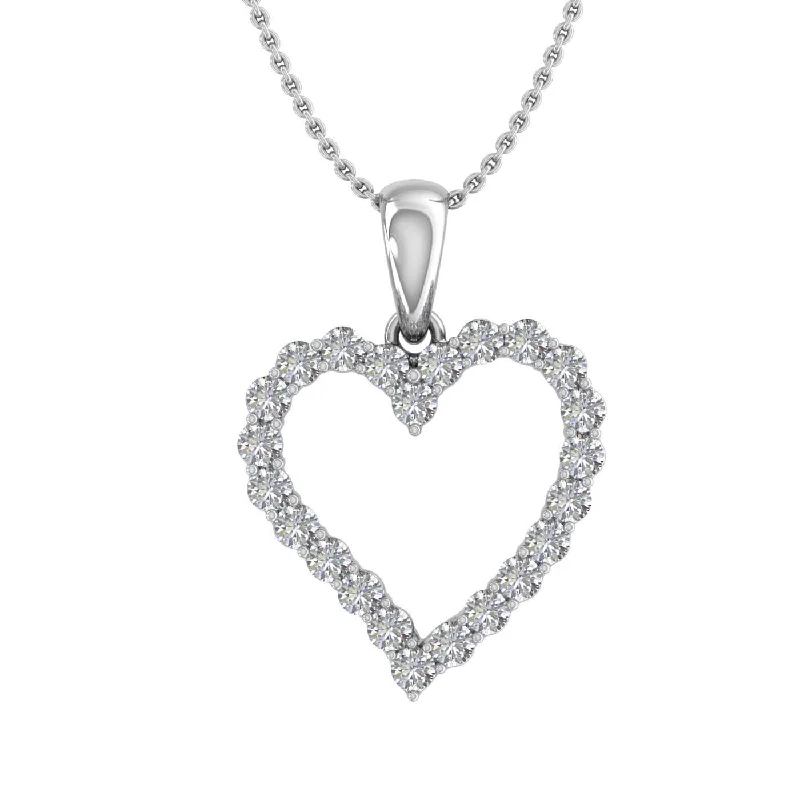 1/3 Carat Diamond Heart Pendant Necklace in Gold (Silver Chain Included)