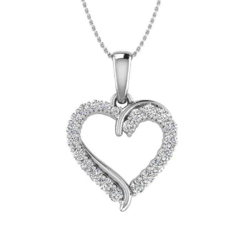 1/3 Carat Diamond Heart Pendant Necklace in Gold (Silver Chain Included)