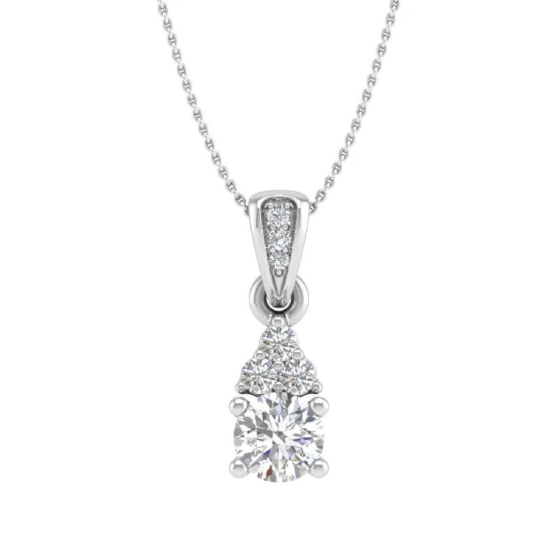 1/3 Carat Diamond Solitaire Pendant in Gold (Silver Chain Included)